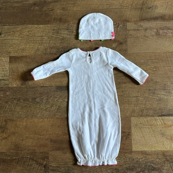 Baby Mud Pie Bodysuit 3-6 Months White Pink Green Floral - Picture 14 of 15